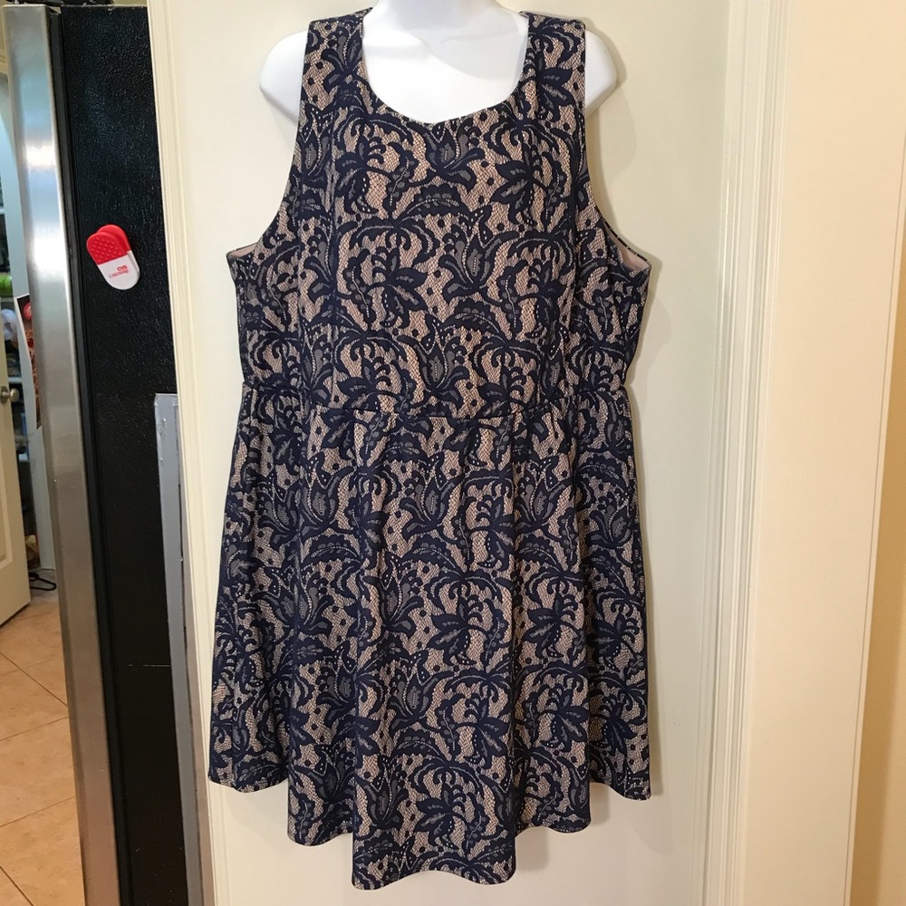 Heartsoul Plus Navy Lace Nude Dress
